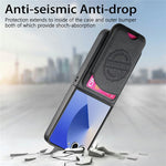 For Samsung Galaxy Z Flip8 Magnetic Case with Card Bag Denim Texture Leather Back Cover