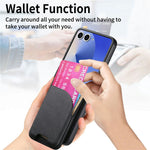 For Samsung Galaxy Z Flip8 Magnetic Case with Card Bag Denim Texture Leather Back Cover