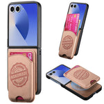 For Samsung Galaxy Z Flip8 Magnetic Case with Card Bag Denim Texture Leather Back Cover