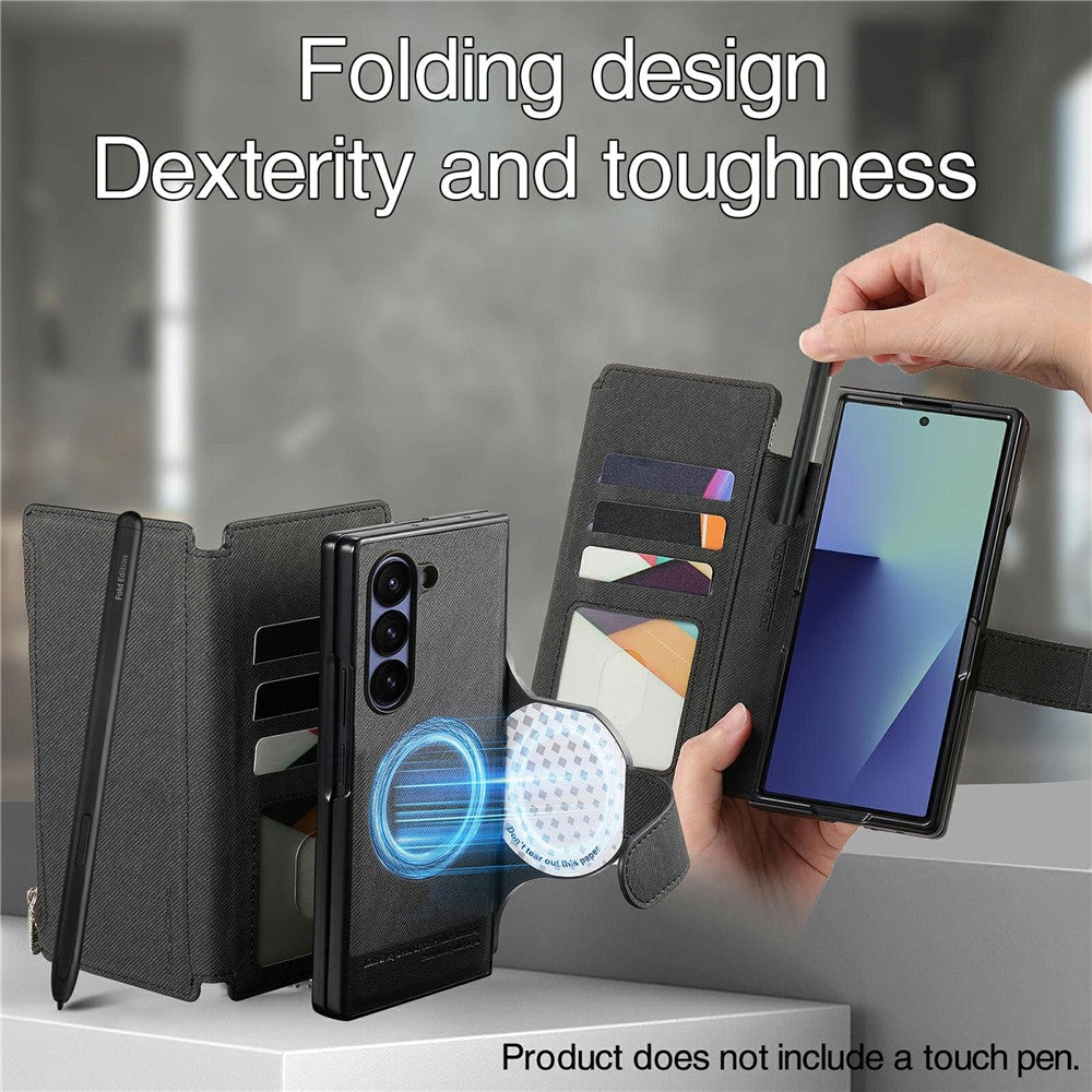 For Samsung Galaxy Z Fold8 Ultra Magnetic Case Detachable Wallet Stand Cloth Texture Leather + PC + TPU Phone Cover