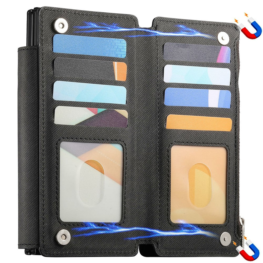 For Samsung Galaxy Z Fold8 Ultra Magnetic Case Detachable Wallet Stand Cloth Texture Leather + PC + TPU Phone Cover