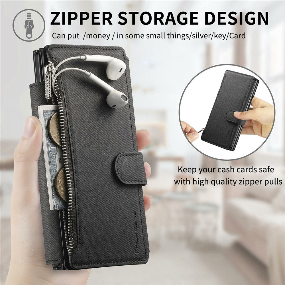 For Samsung Galaxy Z Fold8 Ultra Magnetic Case Detachable Wallet Stand Cloth Texture Leather + PC + TPU Phone Cover