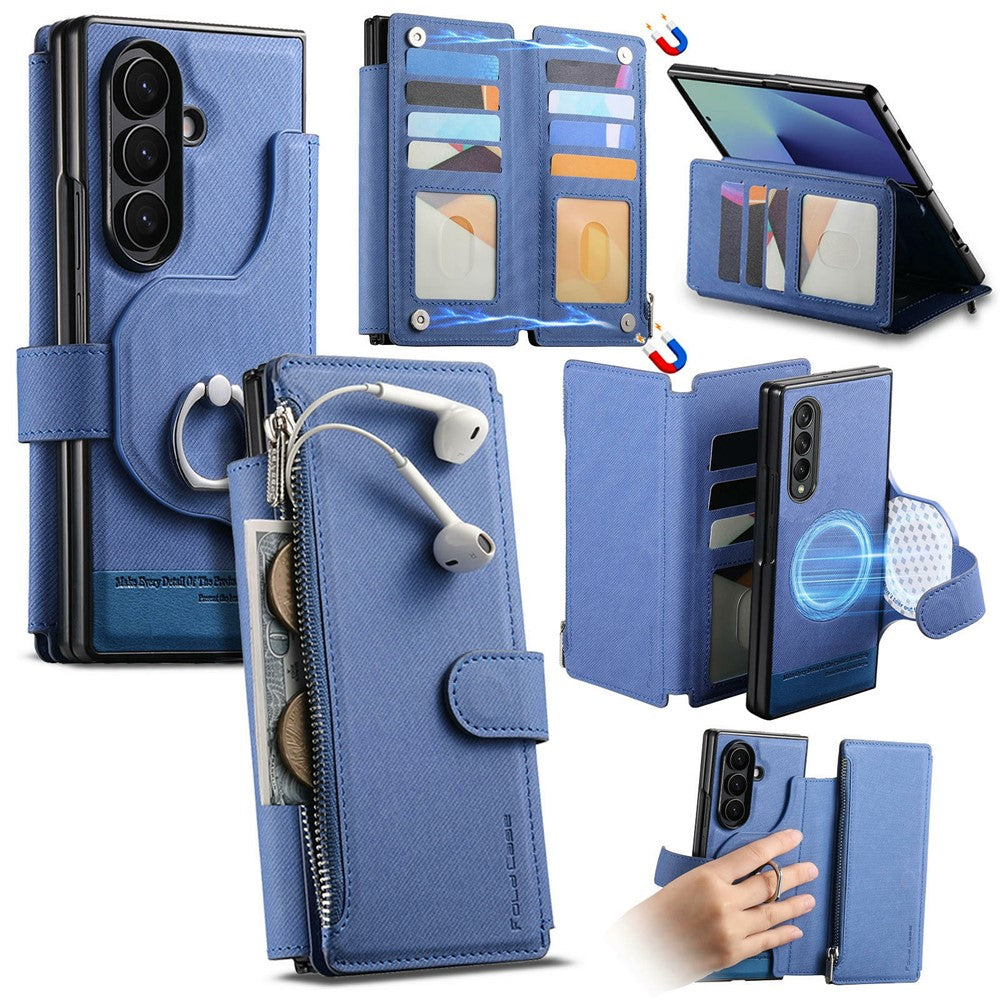 For Samsung Galaxy Z Fold8 Ultra Magnetic Case Detachable Wallet Stand Cloth Texture Leather + PC + TPU Phone Cover