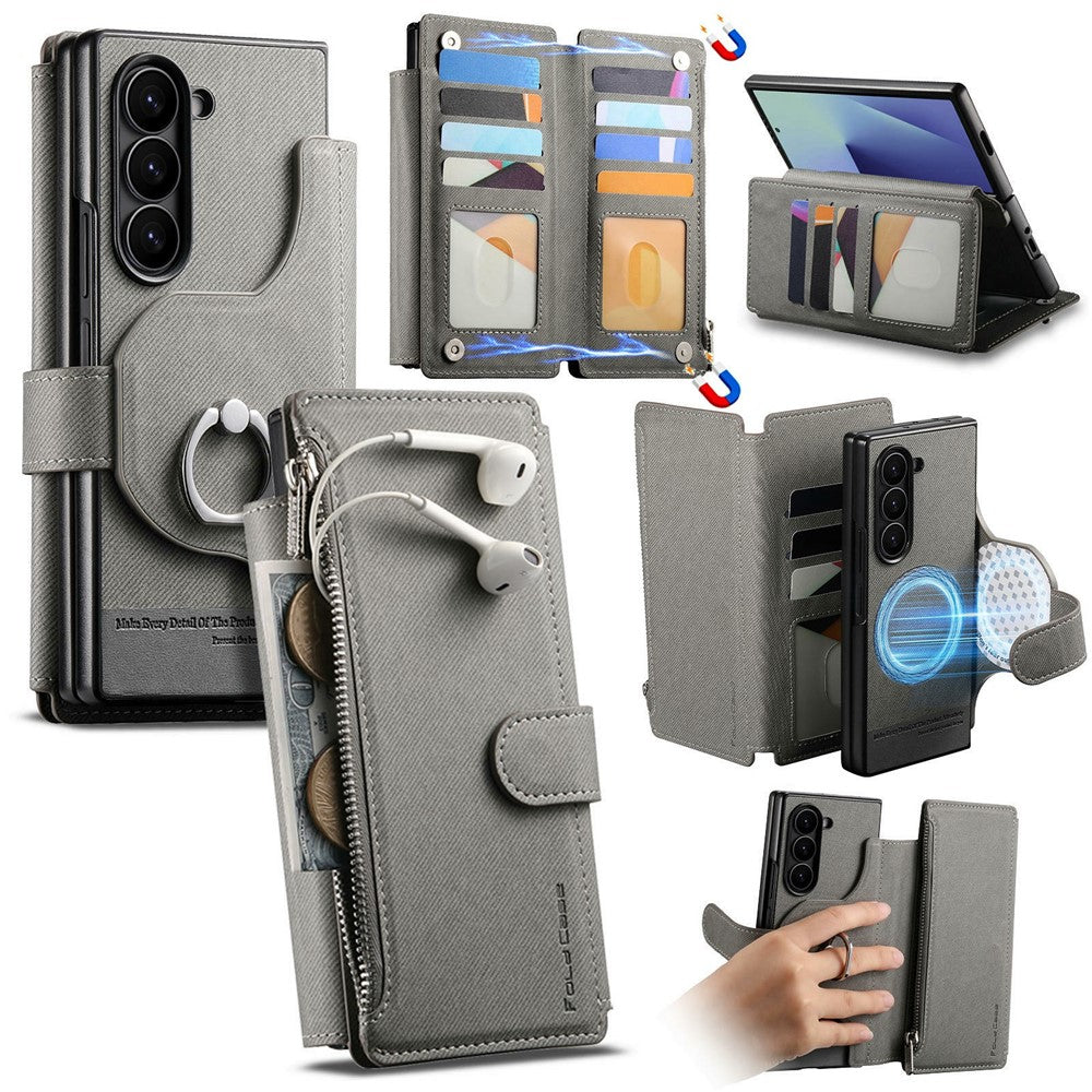 For Samsung Galaxy Z Fold8 Ultra Magnetic Case Detachable Wallet Stand Cloth Texture Leather + PC + TPU Phone Cover