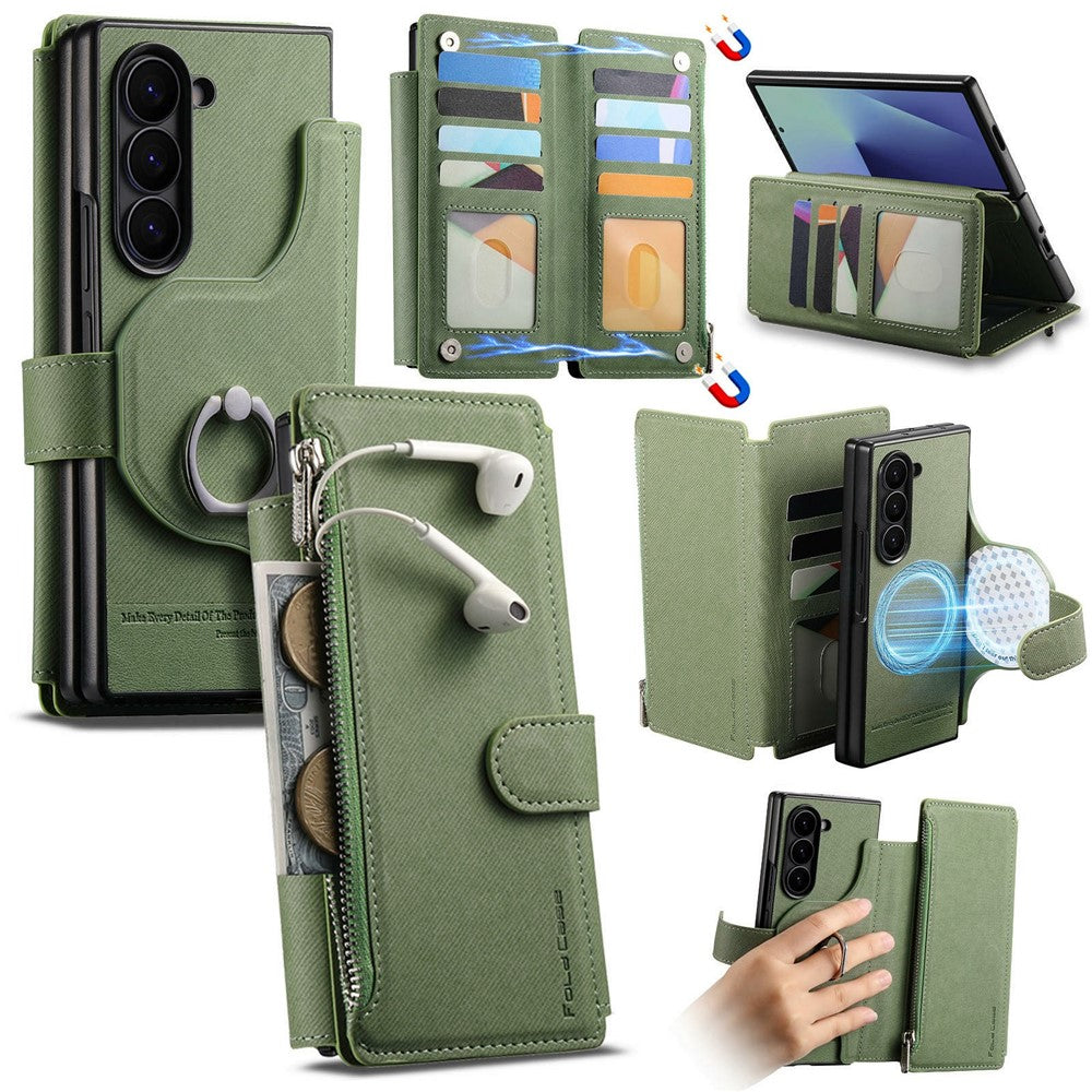 For Samsung Galaxy Z Fold8 Ultra Magnetic Case Detachable Wallet Stand Cloth Texture Leather + PC + TPU Phone Cover