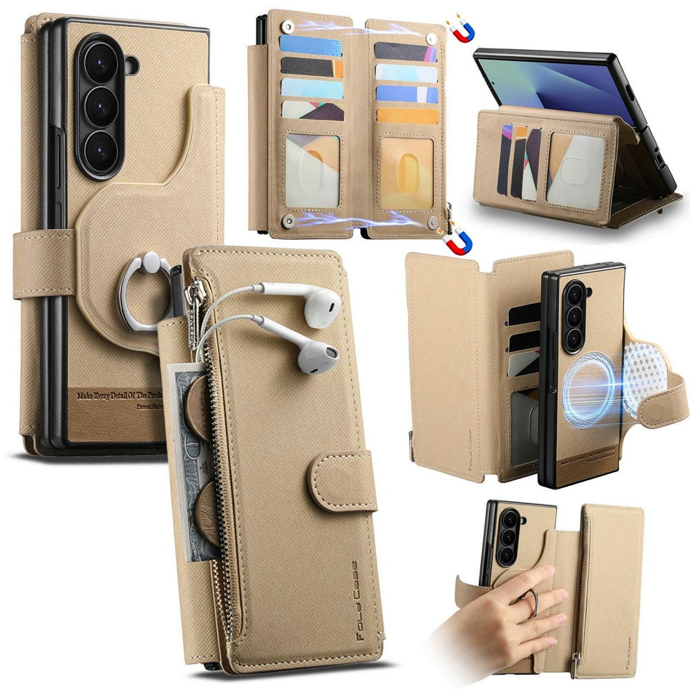 For Samsung Galaxy Z Fold8 Ultra Magnetic Case Detachable Wallet Stand Cloth Texture Leather + PC + TPU Phone Cover