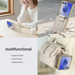 Til Samsung Galaxy Z Flip8 Etui PU-læder Blomster- og Bladmønster Sammenfoldeligt Telefoncover