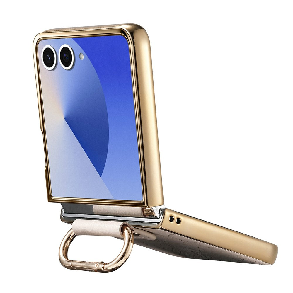 Til Samsung Galaxy Z Flip8 Etui PU-læder Blomster- og Bladmønster Sammenfoldeligt Telefoncover