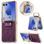 Til Samsung Galaxy Z Flip8 Etui PU-læder Blomster- og Bladmønster Sammenfoldeligt Telefoncover