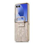 Til Samsung Galaxy Z Flip7 5G-cover Blomster- og bladmønster i PU-læder Sammenfoldeligt telefoncover