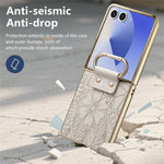 Til Samsung Galaxy Z Flip7 5G-cover Blomster- og bladmønster i PU-læder Sammenfoldeligt telefoncover