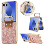 Til Samsung Galaxy Z Flip7 5G-cover Blomster- og bladmønster i PU-læder Sammenfoldeligt telefoncover