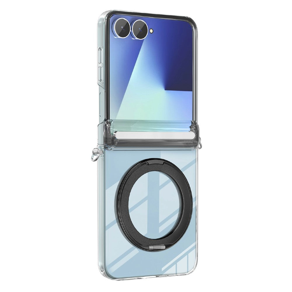 For Samsung Galaxy Z Flip8 Magnetic Case Rotating Kickstand Hinge Protection Clear PC Phone Cover