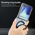 For Samsung Galaxy Z Flip8 Magnetic Case Rotating Kickstand Hinge Protection Clear PC Phone Cover