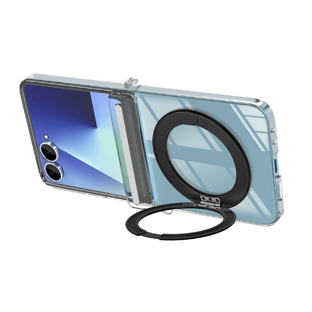 For Samsung Galaxy Z Flip8 Magnetic Case Rotating Kickstand Hinge Protection Clear PC Phone Cover