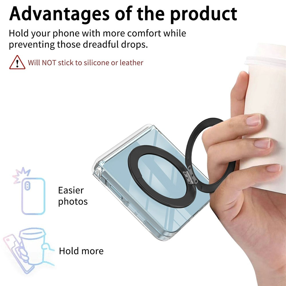 For Samsung Galaxy Z Flip8 Magnetic Case Rotating Kickstand Hinge Protection Clear PC Phone Cover