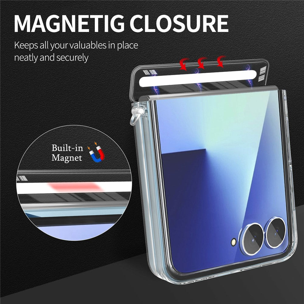 For Samsung Galaxy Z Flip8 Magnetic Case Rotating Kickstand Hinge Protection Clear PC Phone Cover