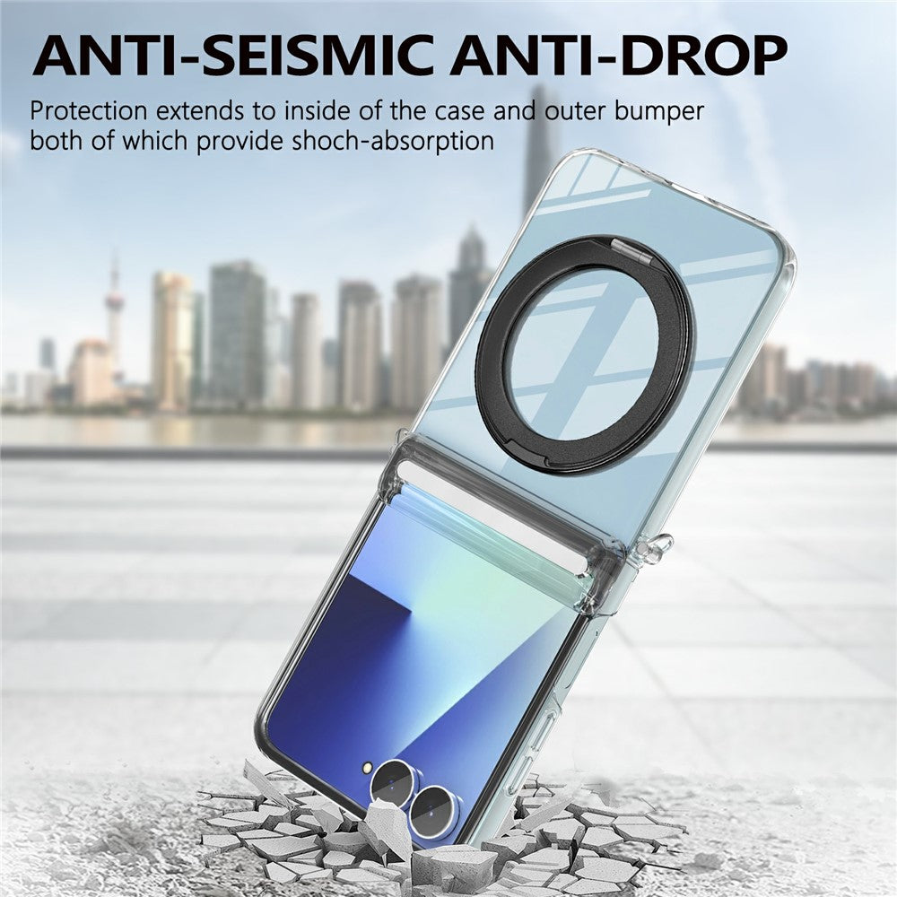 For Samsung Galaxy Z Flip8 Magnetic Case Rotating Kickstand Hinge Protection Clear PC Phone Cover