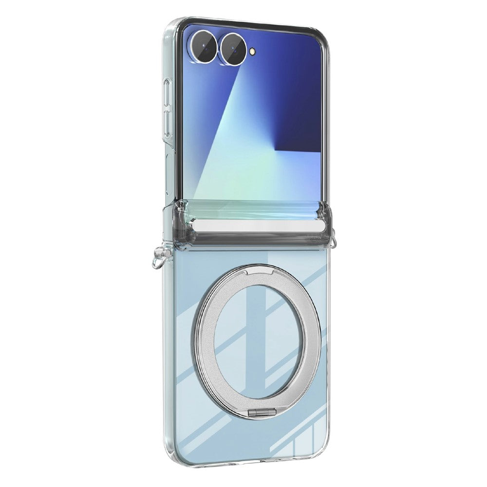For Samsung Galaxy Z Flip8 Magnetic Case Rotating Kickstand Hinge Protection Clear PC Phone Cover