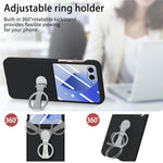 CASENEO for Samsung Galaxy Z Flip8 Case Ring Kickstand Skin-feel PC Phone Cover with Screen Protector