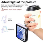CASENEO for Samsung Galaxy Z Flip8 Case Ring Kickstand Skin-feel PC Phone Cover with Screen Protector