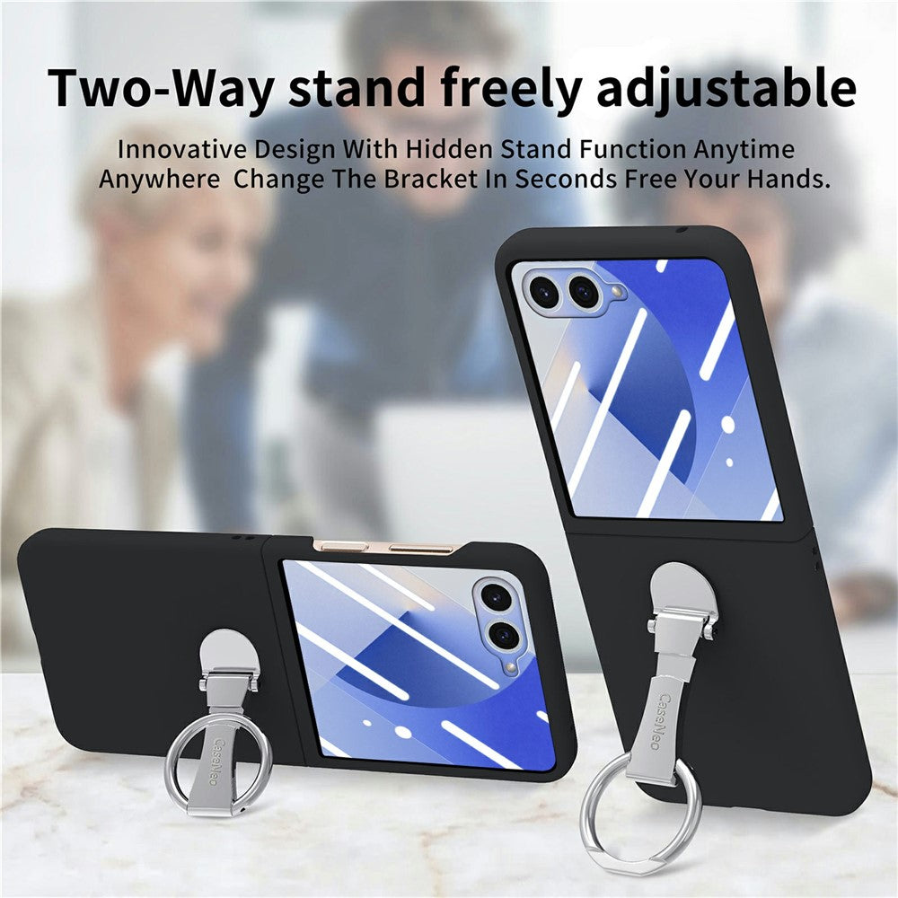 CASENEO for Samsung Galaxy Z Flip8 Case Ring Kickstand Skin-feel PC Phone Cover with Screen Protector