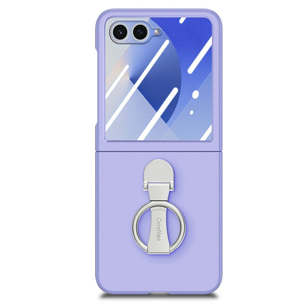 CASENEO for Samsung Galaxy Z Flip8 Case Ring Kickstand Skin-feel PC Phone Cover with Screen Protector