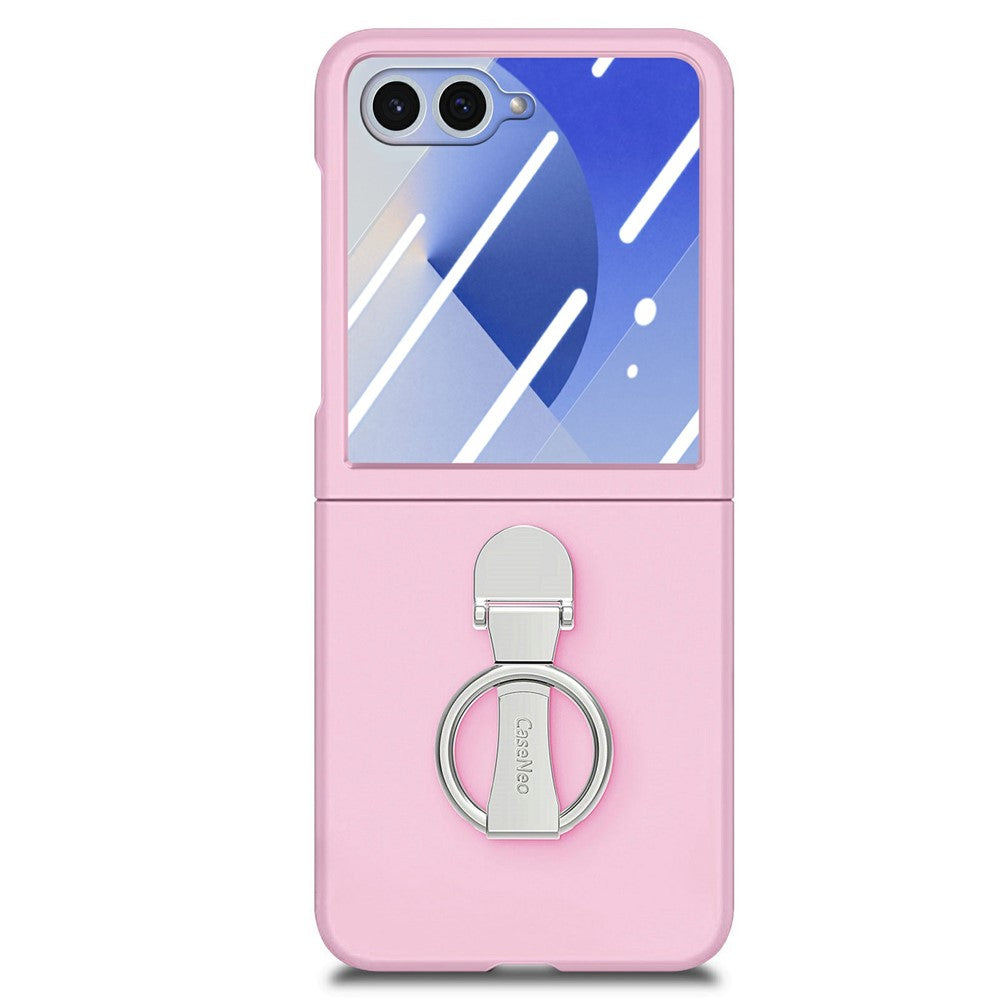 CASENEO for Samsung Galaxy Z Flip8 Case Ring Kickstand Skin-feel PC Phone Cover with Screen Protector