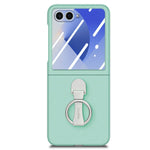 CASENEO for Samsung Galaxy Z Flip8 Case Ring Kickstand Skin-feel PC Phone Cover with Screen Protector