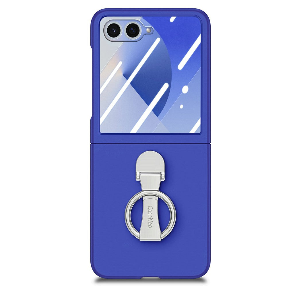CASENEO for Samsung Galaxy Z Flip8 Case Ring Kickstand Skin-feel PC Phone Cover with Screen Protector