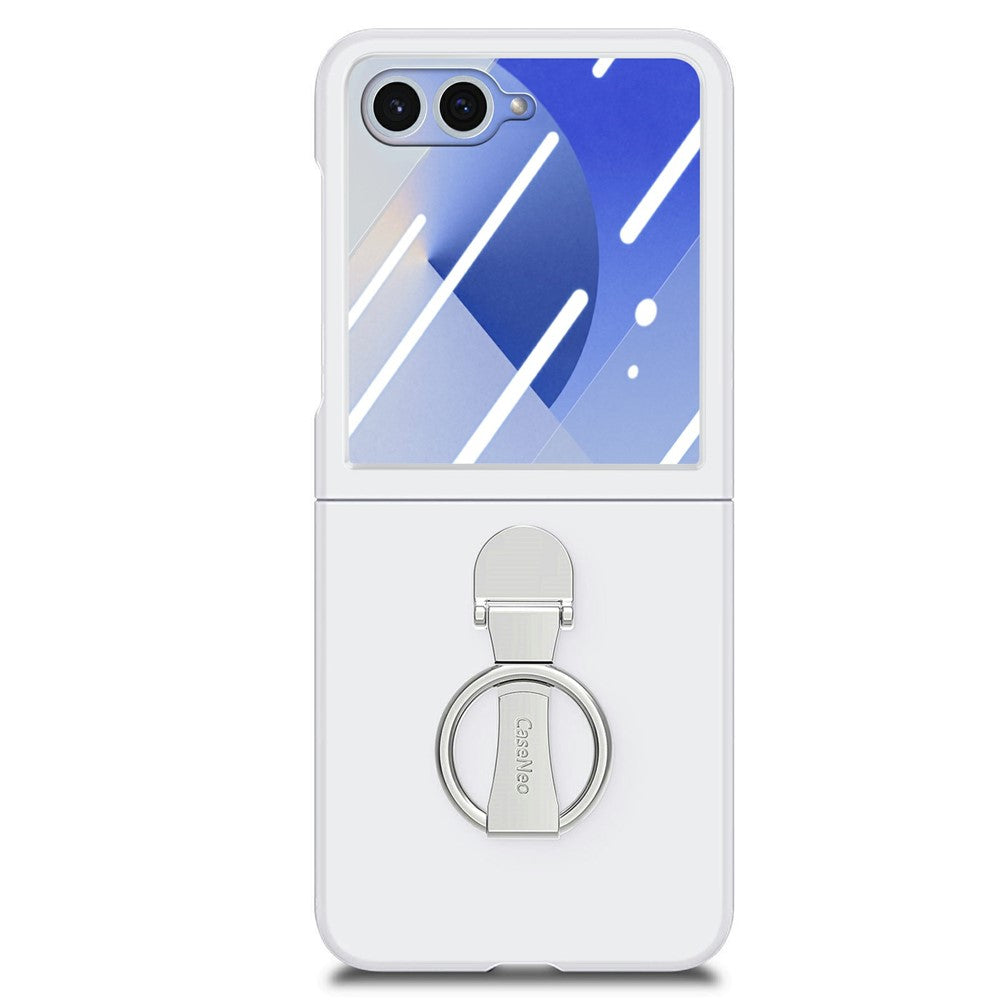 CASENEO for Samsung Galaxy Z Flip8 Case Ring Kickstand Skin-feel PC Phone Cover with Screen Protector