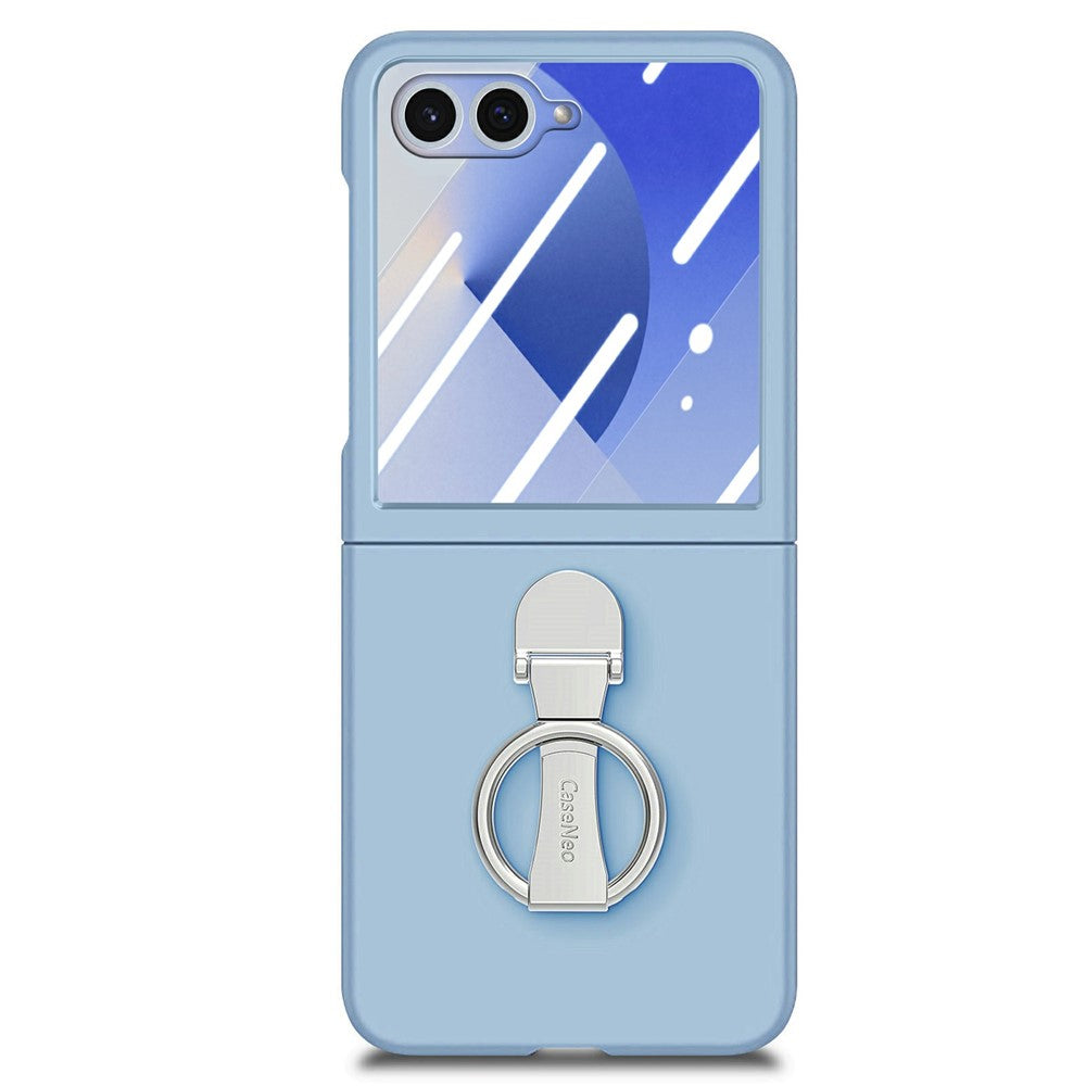 CASENEO for Samsung Galaxy Z Flip8 Case Ring Kickstand Skin-feel PC Phone Cover with Screen Protector