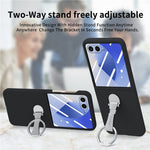 CASENEO for Samsung Galaxy Z Flip7 5G Case Ring Kickstand Skin-feel PC Phone Cover with Screen Protector
