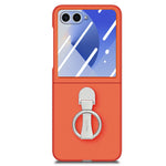 CASENEO for Samsung Galaxy Z Flip7 5G Case Ring Kickstand Skin-feel PC Phone Cover with Screen Protector
