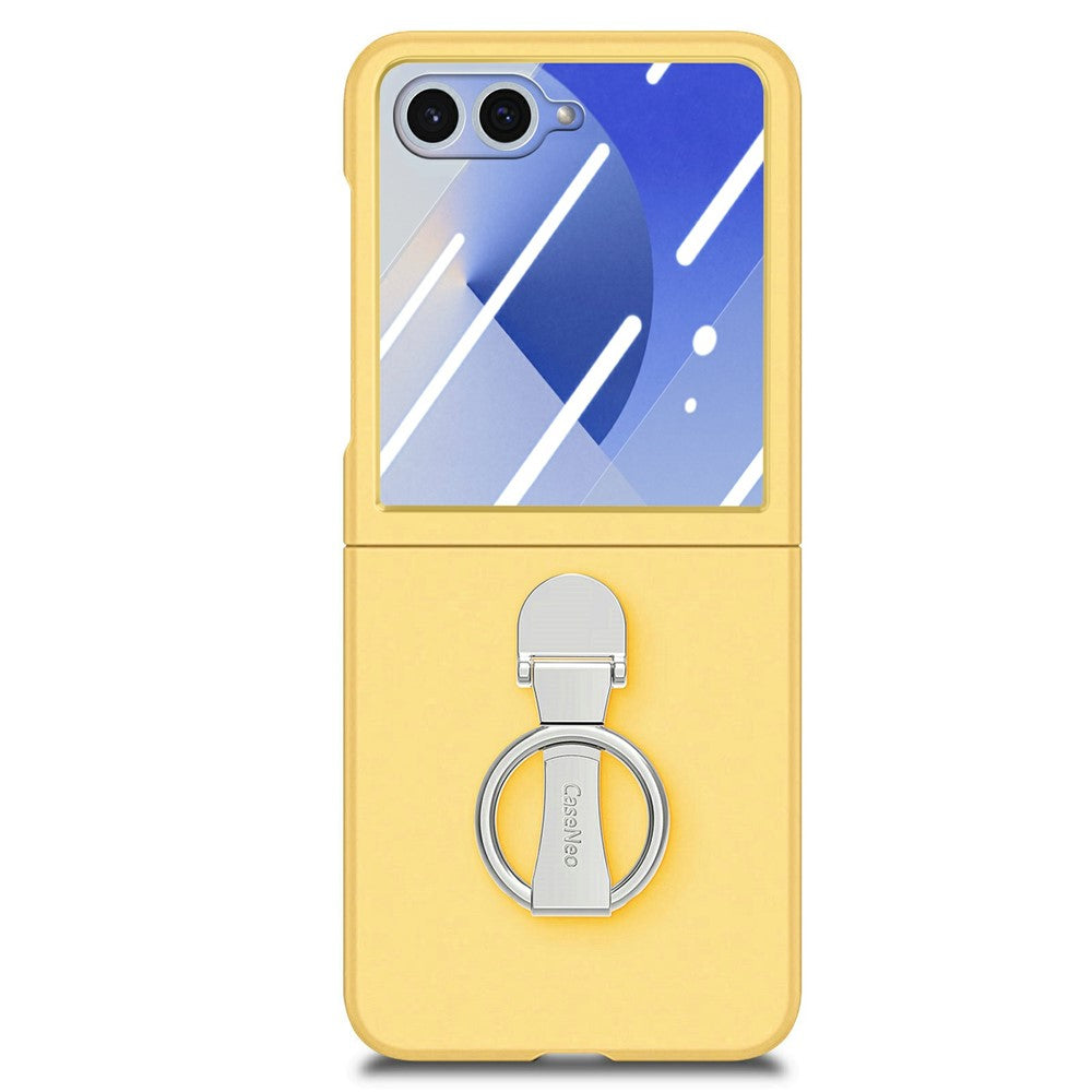 CASENEO for Samsung Galaxy Z Flip7 5G Case Ring Kickstand Skin-feel PC Phone Cover with Screen Protector