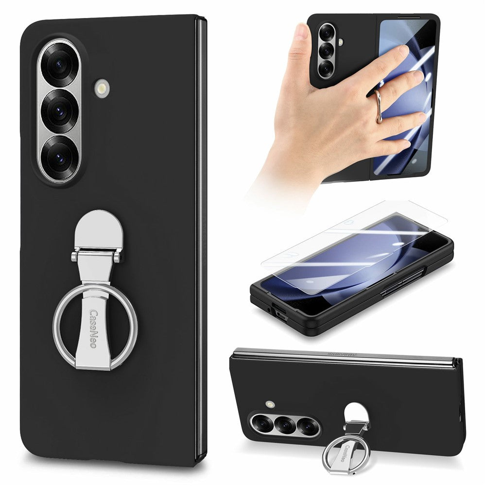 CASENEO til Samsung Galaxy Z Fold8 Ultra Cover Ring Kickstand Skin-feel PC Telefoncover med Skærmbeskytter