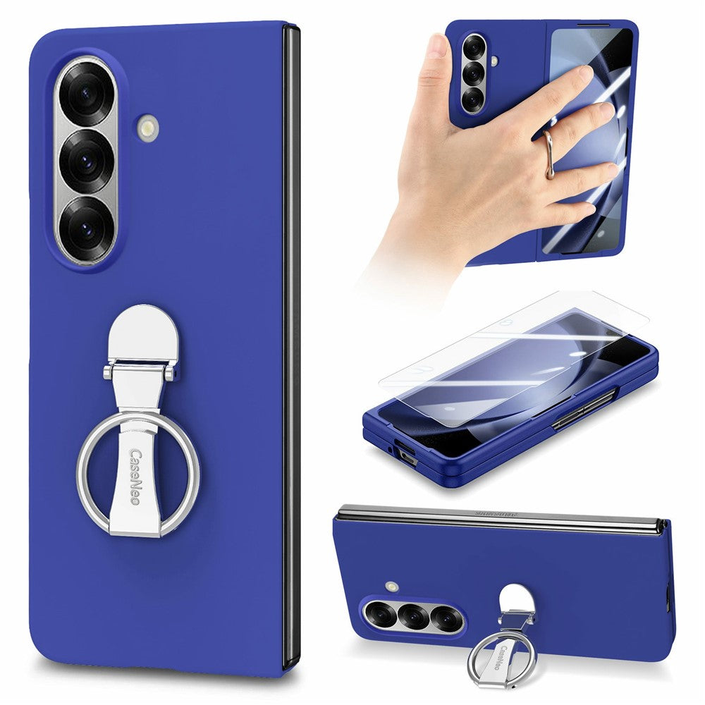 CASENEO til Samsung Galaxy Z Fold8 Ultra Cover Ring Kickstand Skin-feel PC Telefoncover med Skærmbeskytter