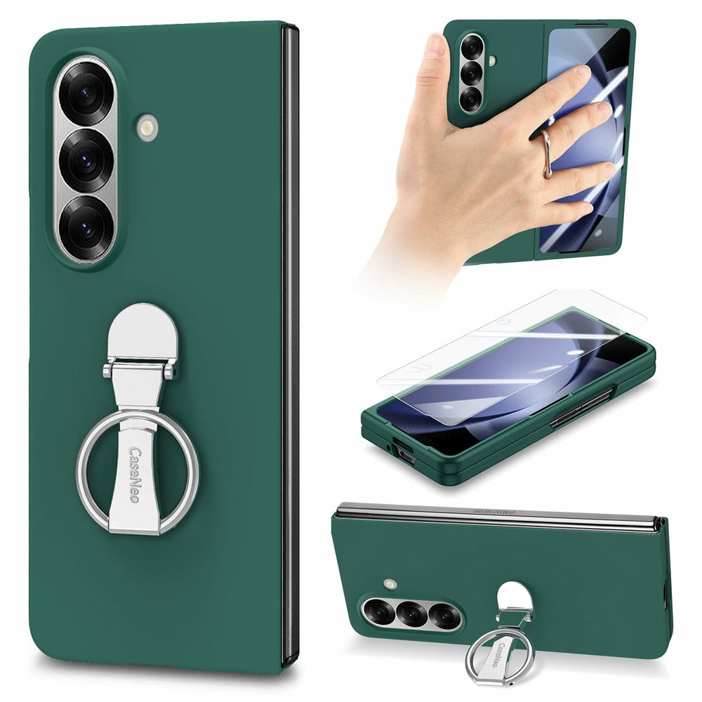 CASENEO til Samsung Galaxy Z Fold8 Ultra Cover Ring Kickstand Skin-feel PC Telefoncover med Skærmbeskytter