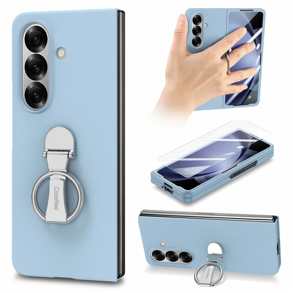 CASENEO til Samsung Galaxy Z Fold8 Ultra Cover Ring Kickstand Skin-feel PC Telefoncover med Skærmbeskytter