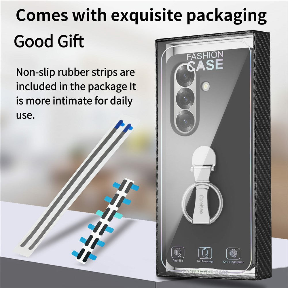 CASENEO for Samsung Galaxy Z Fold7 5G Case Ring Kickstand Skin-feel PC Phone Cover with Screen Protector
