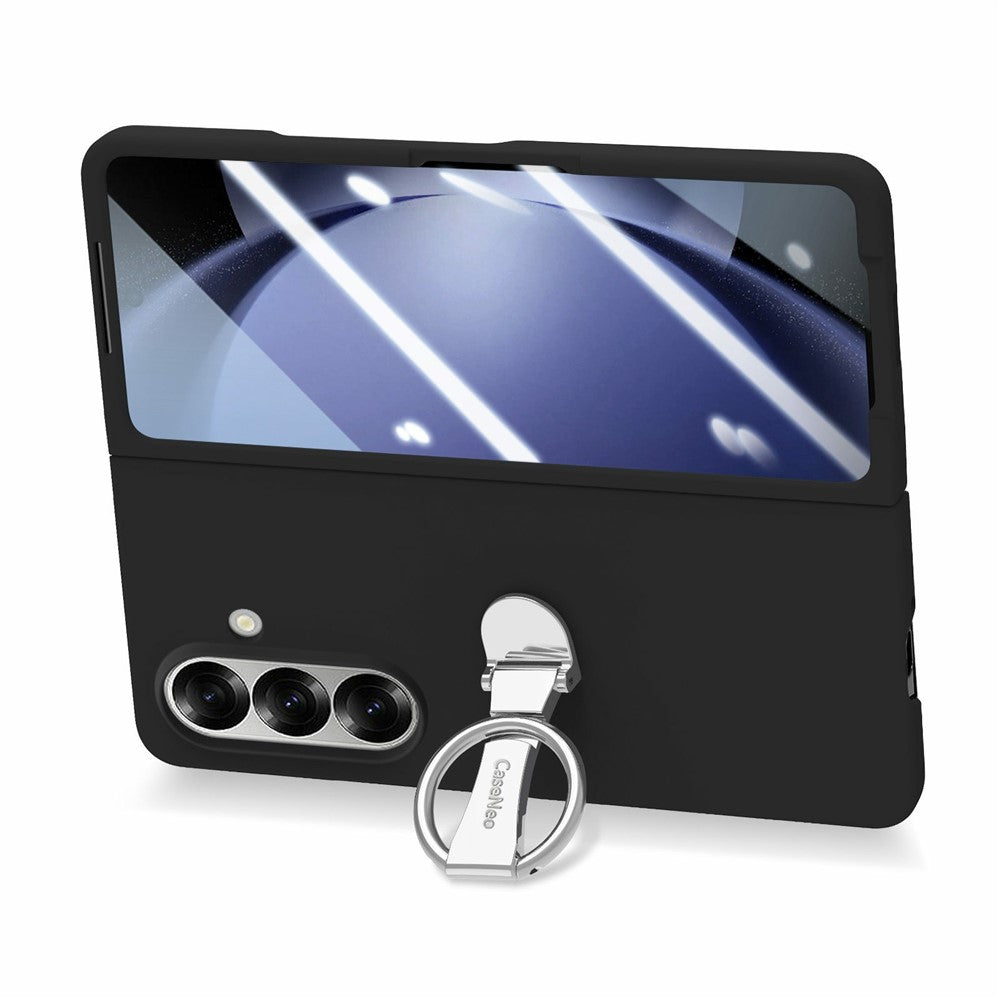 CASENEO for Samsung Galaxy Z Fold7 5G Case Ring Kickstand Skin-feel PC Phone Cover with Screen Protector