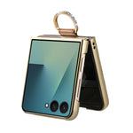 For Samsung Galaxy Z Flip8 Case Cat Paw Design Ring Kickstand Leather Phone Back Cover
