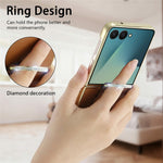 For Samsung Galaxy Z Flip8 Case Cat Paw Design Ring Kickstand Leather Phone Back Cover