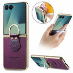 For Samsung Galaxy Z Flip8 Case Cat Paw Design Ring Kickstand Leather Phone Back Cover