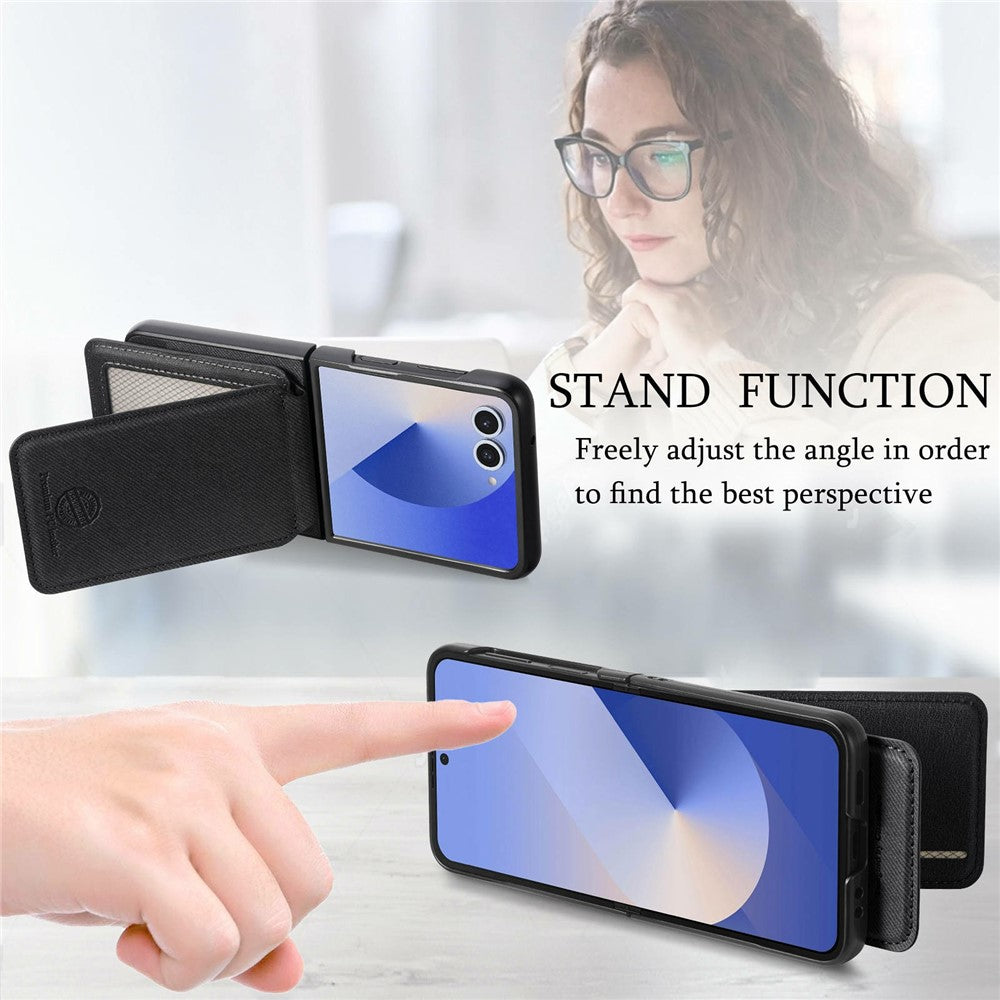 For Samsung Galaxy Z Flip7 5G Case Magnetic Detachable Card Holder Leather Phone Back Cover