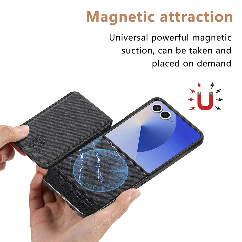 For Samsung Galaxy Z Flip7 5G Case Magnetic Detachable Card Holder Leather Phone Back Cover