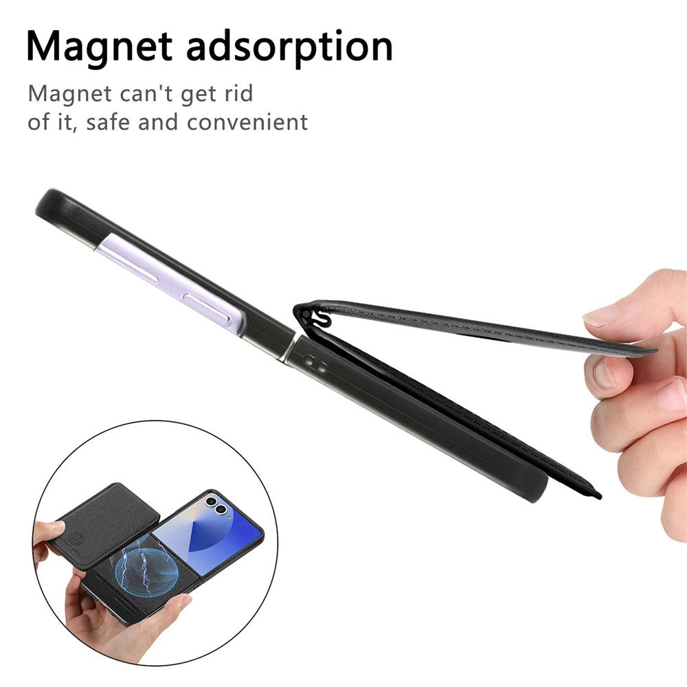 For Samsung Galaxy Z Flip7 5G Case Magnetic Detachable Card Holder Leather Phone Back Cover