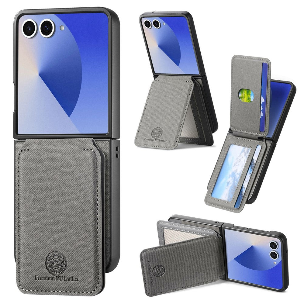 For Samsung Galaxy Z Flip7 5G Case Magnetic Detachable Card Holder Leather Phone Back Cover