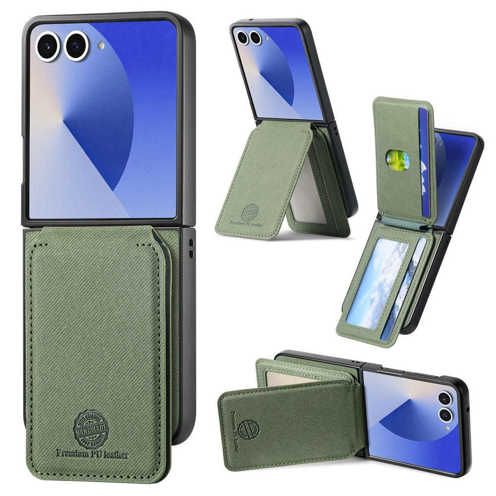 For Samsung Galaxy Z Flip7 5G Case Magnetic Detachable Card Holder Leather Phone Back Cover