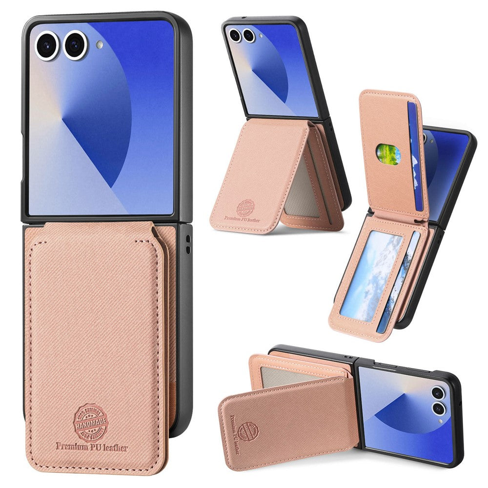 For Samsung Galaxy Z Flip7 5G Case Magnetic Detachable Card Holder Leather Phone Back Cover